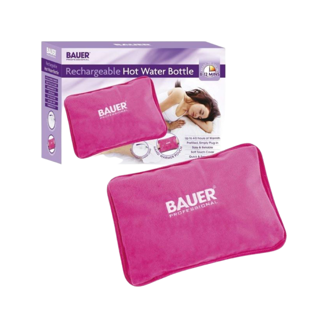 BAUER Rechargeable Hot Water Bottle Electric Detachable Power Warm Soft  Cordless